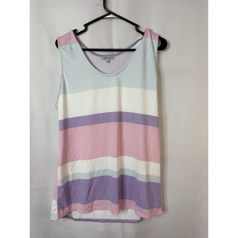 White Birch Womens Tank Top XL Pastel Pink & Purple Stripes